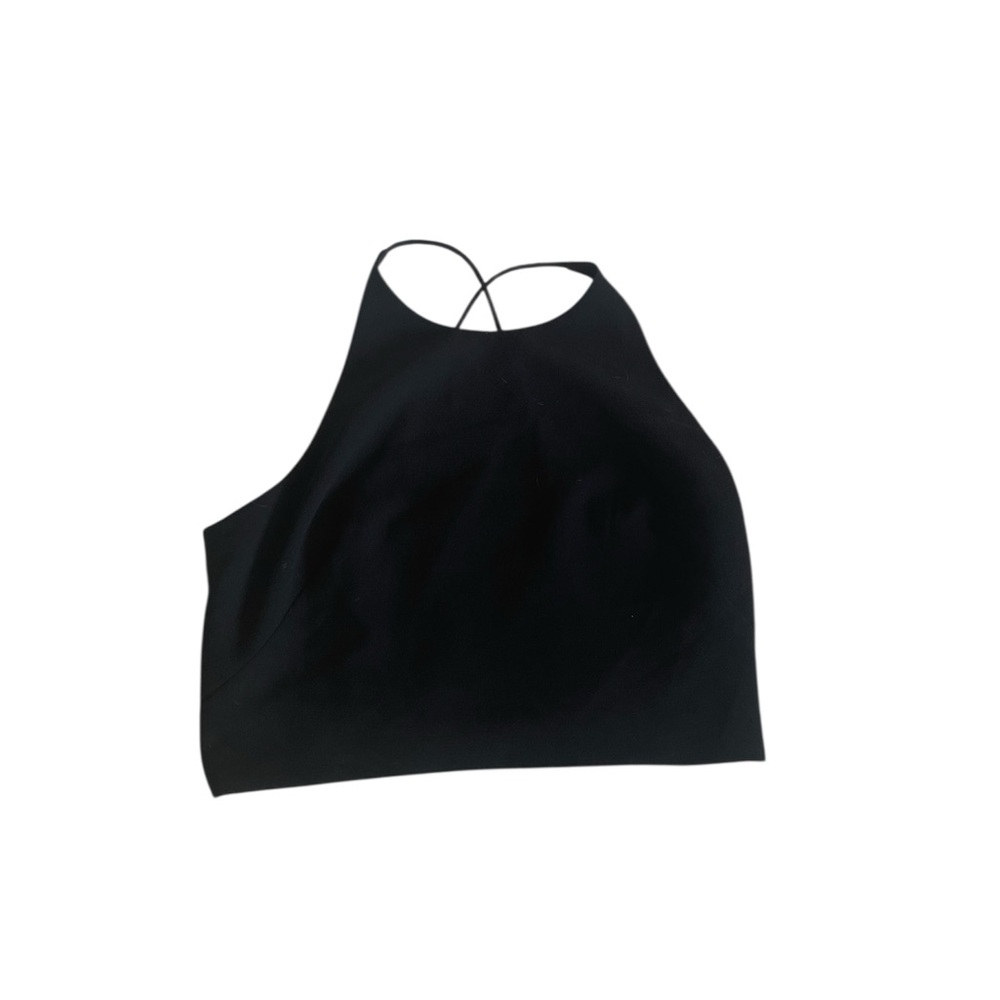 Eliza J Black High-Neck Strappy Crop Tank